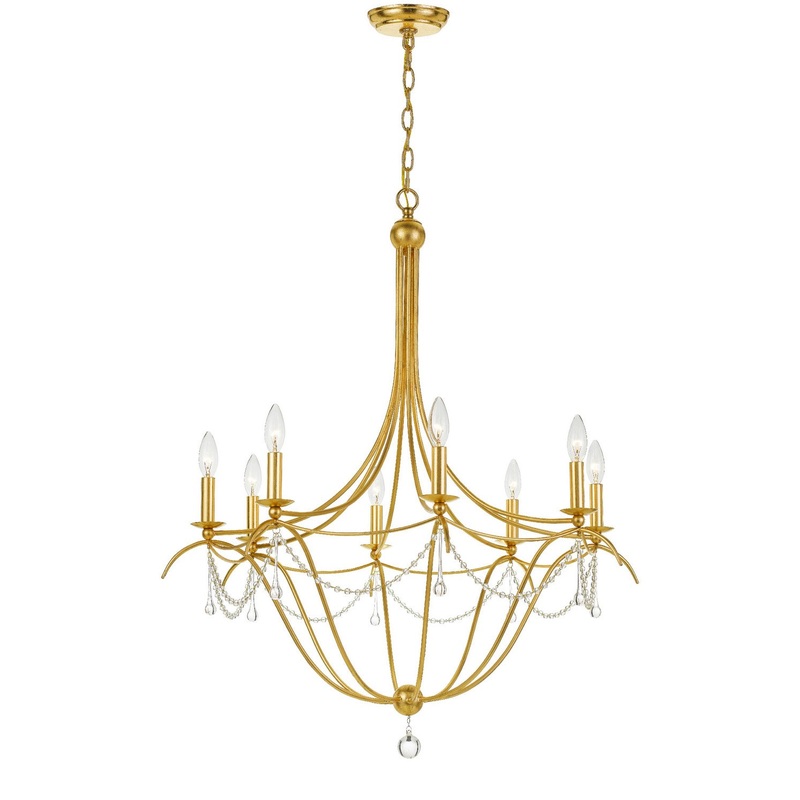 Crystorama 428-GA Metro Eight Light Chandelier Antique Gold