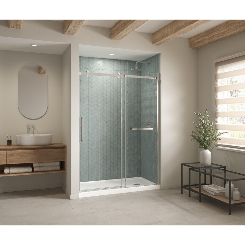MAAX 420035-541-001-100 B3Square 6034 Acrylic Alcove Shower Base in White with Anti-slip Bottom with Left-Hand Drain