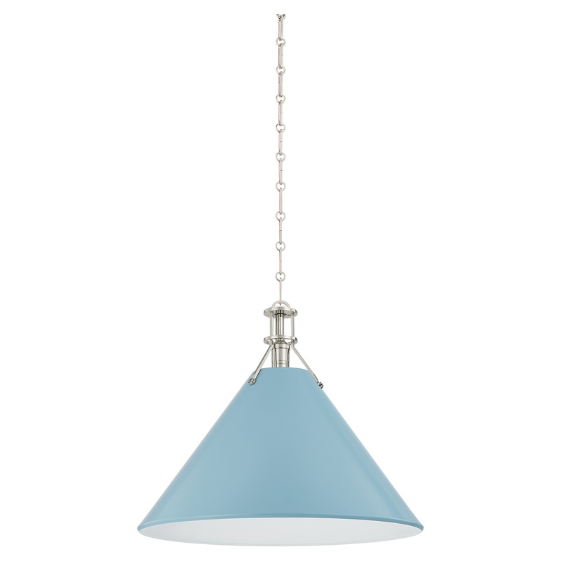 Painted No.2 1-Light Pendant Polished Nickel/Blue Bird