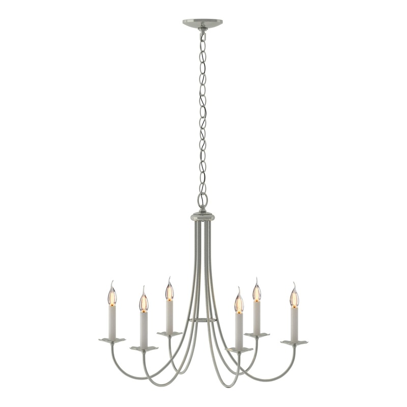 Simple Sweep 6-Arm Chandelier Sterling