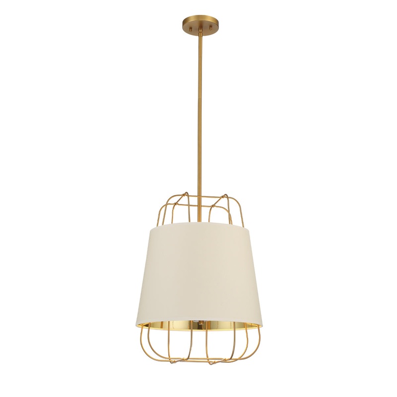 Three Light Pendant from the Tura Collection in Brass Finish by Eurofase