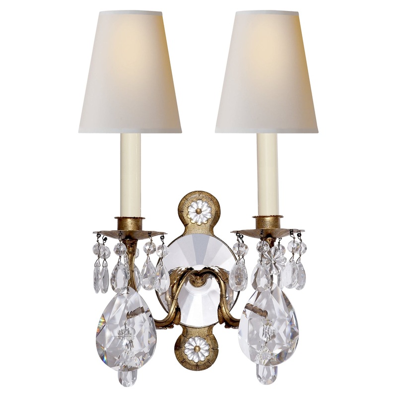 Two Light Wall Sconce from the Yves Collection in Gilded Iron And Crystal Finish by Visual Comfort Signature