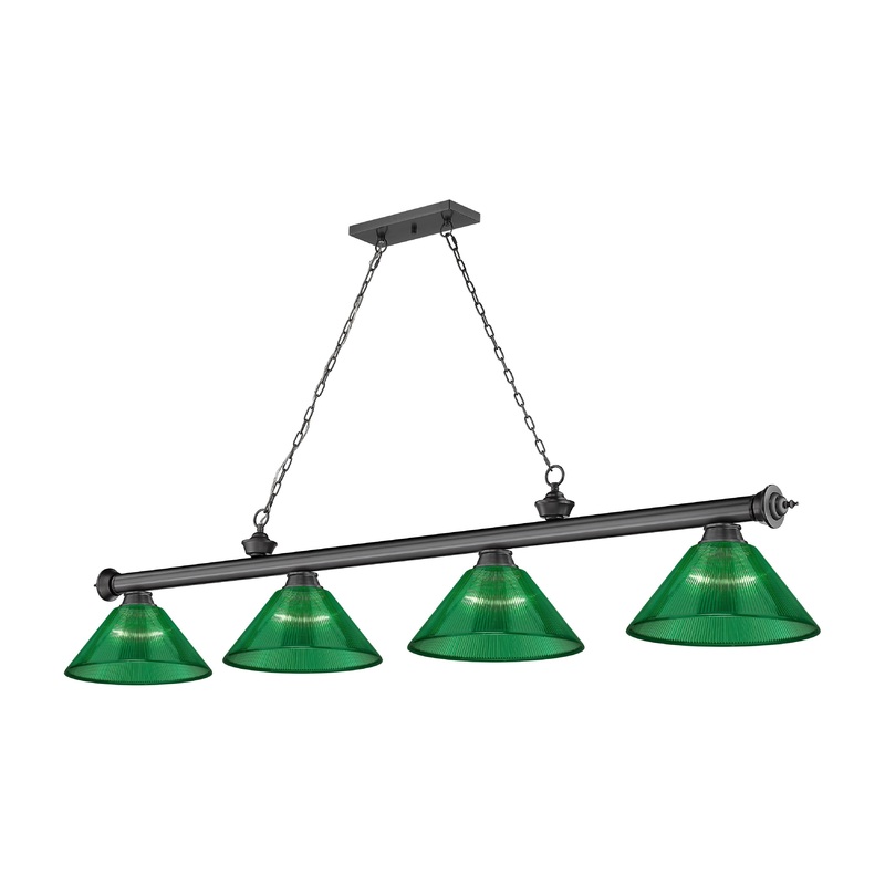 Cordon 4-Light Billiard Bronze Plate Cone Green Acrylic
