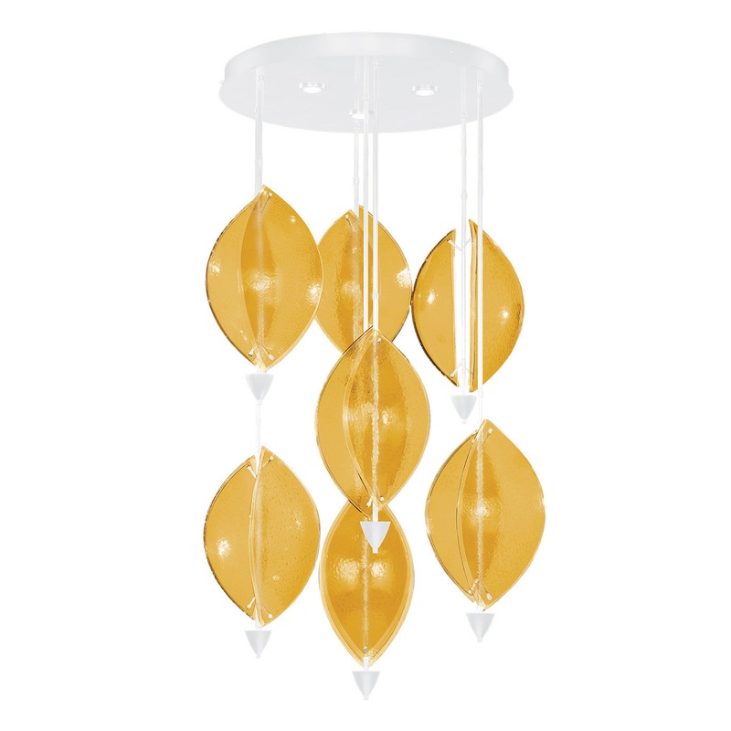 Embark 40″W Round Pendant White/Amber