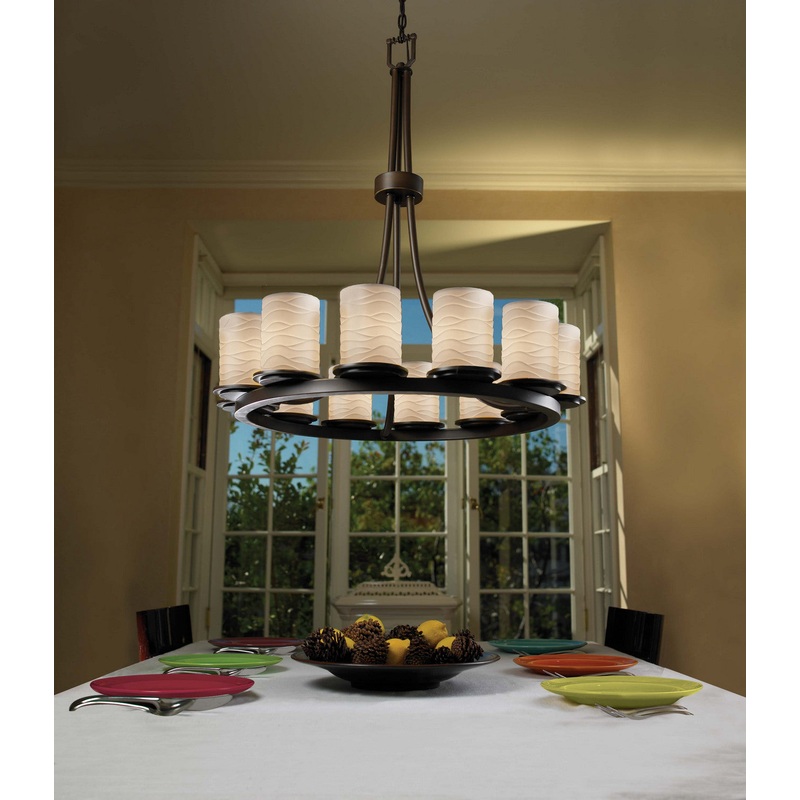 12 Light Chandelier from the Limoges Collection in Dark Bronze Finish by Justice Designs