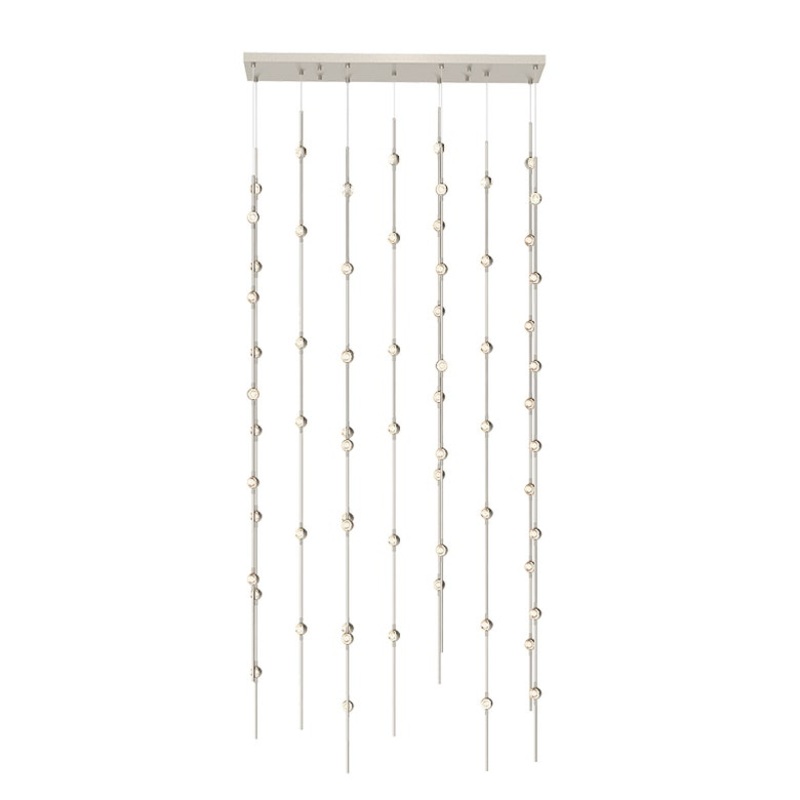 Constellation Andromeda 36″ Rectangle LED Pendant Satin Nickel with Clear Faceted Acrylic 2700K 20′ Adjustable Cord
