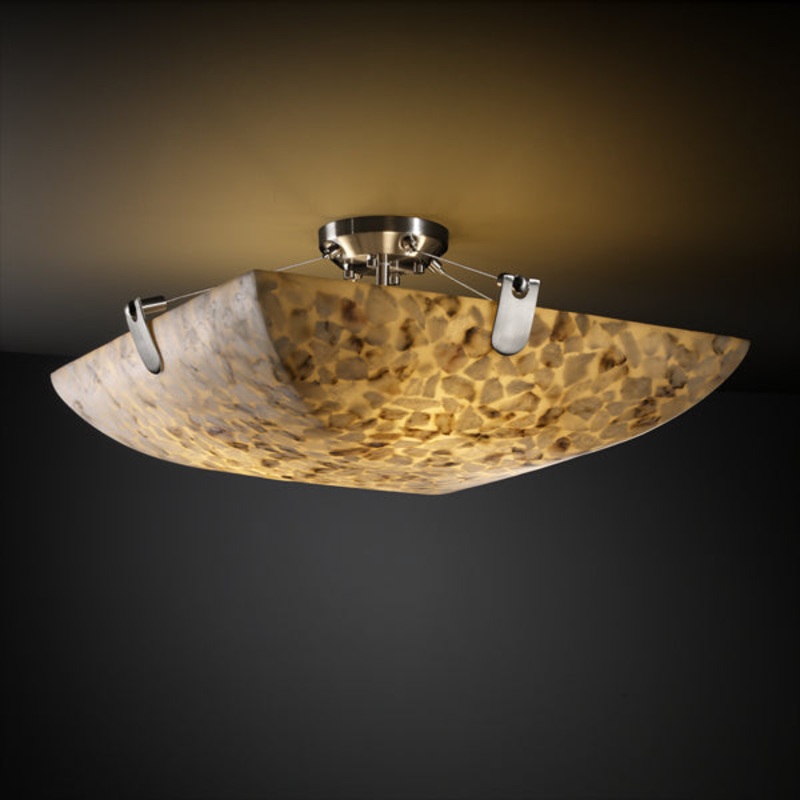 LED Semi-Flush Mount from the Alabaster Rocks! Collection in Brushed Nickel Finish by Justice Designs