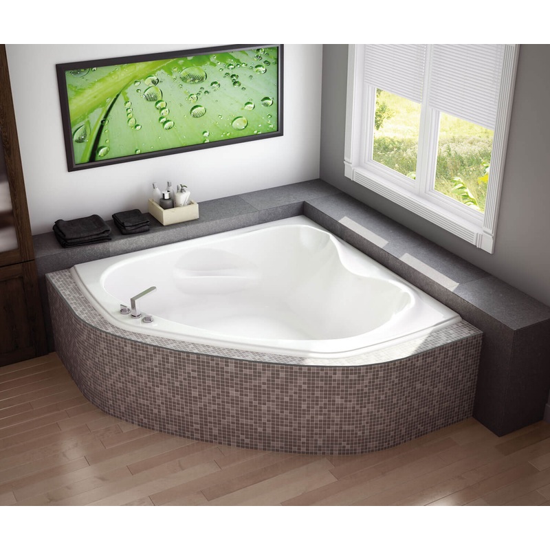 MAAX 105679-091-001-000 Murmur 6060 Acrylic Corner Center Drain 10 Microjets Bathtub in White