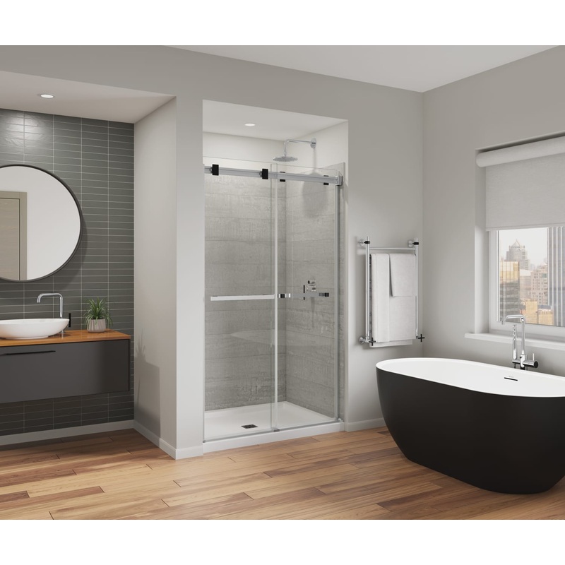 MAAX 136956-810-350-000 Duel Alto 44-47 X 78 in. 8mm Bypass Shower Door for Alcove Installation with GlassShield glass in Chrome & Matte Black