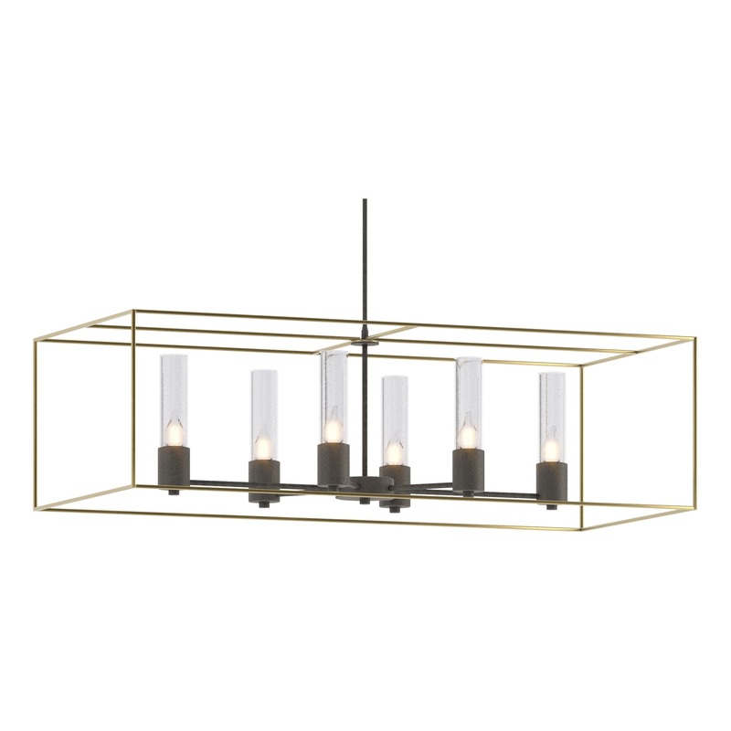Portico Pendant Natural Iron Modern Brass Seeded Clear Glass (II)