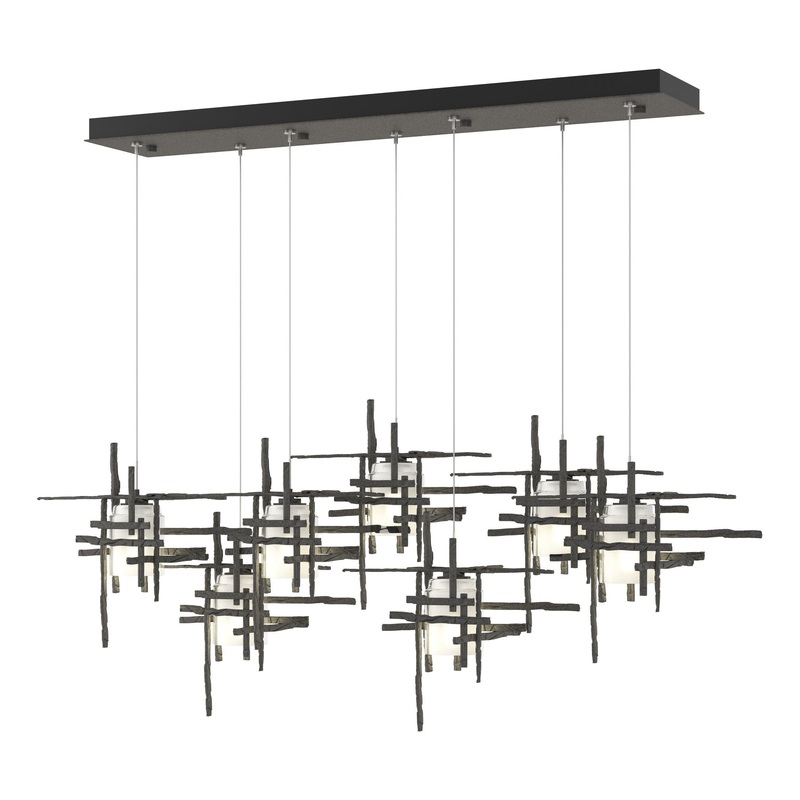Tura 7-Light Frosted Glass Pendant Natural Iron