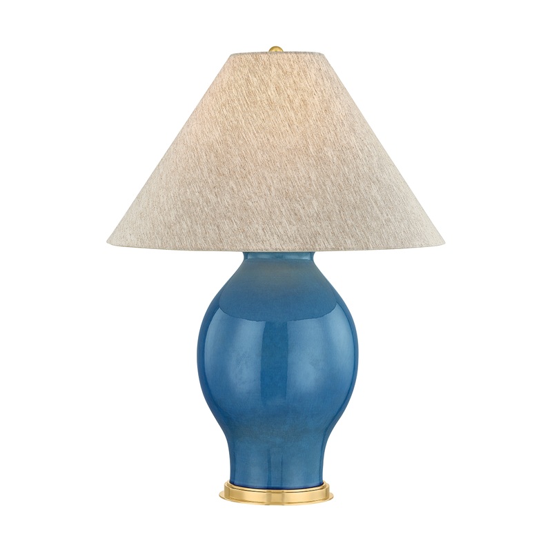 Westhorpe 1-Light Table Lamp Aged Brass/Ceramic French Blue