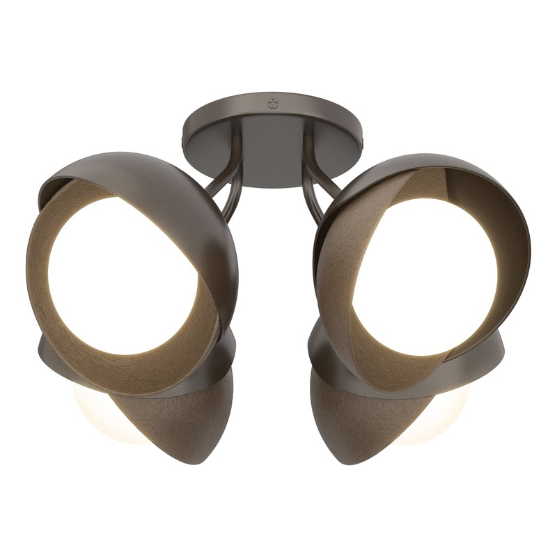 Brooklyn 4-Light Double Shade Semi-Flush Oil Rubbed Bronze Bronze