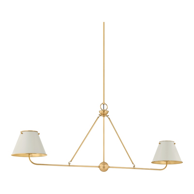 Burghley 2-Light Linear Aged Brass/Off-White