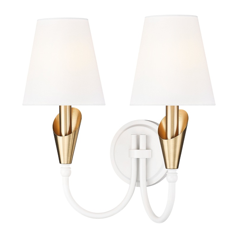 Claudelle 2-Light Wall Sconce Textured White + Modern Gold