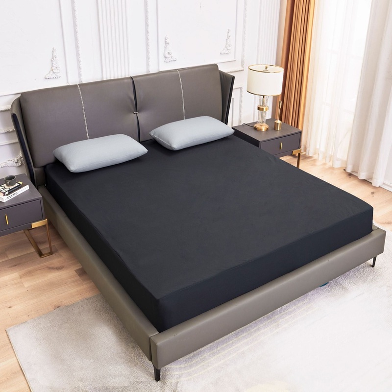 Dark Grey Queen Size Waterproof Fitted Mattress Protector – Soft & Breathable Bed Cover, Hypoallergenic, Deep Pocket (152x190x30cm)