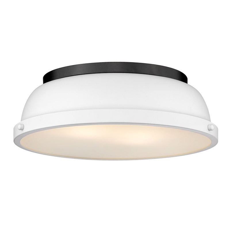 Duncan 14″ Flush Mount in Matte Black with a Matte White Shade
