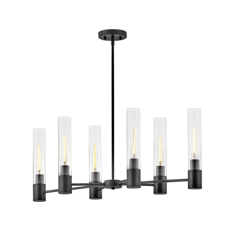 LED Linear Chandelier from the Shea Collection in Black Finish by Lark
