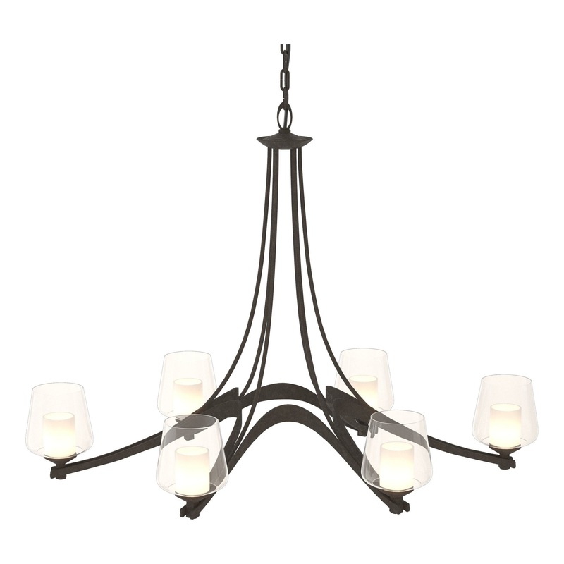 Oval Ribbon 6-Arm Chandelier Dark Smoke