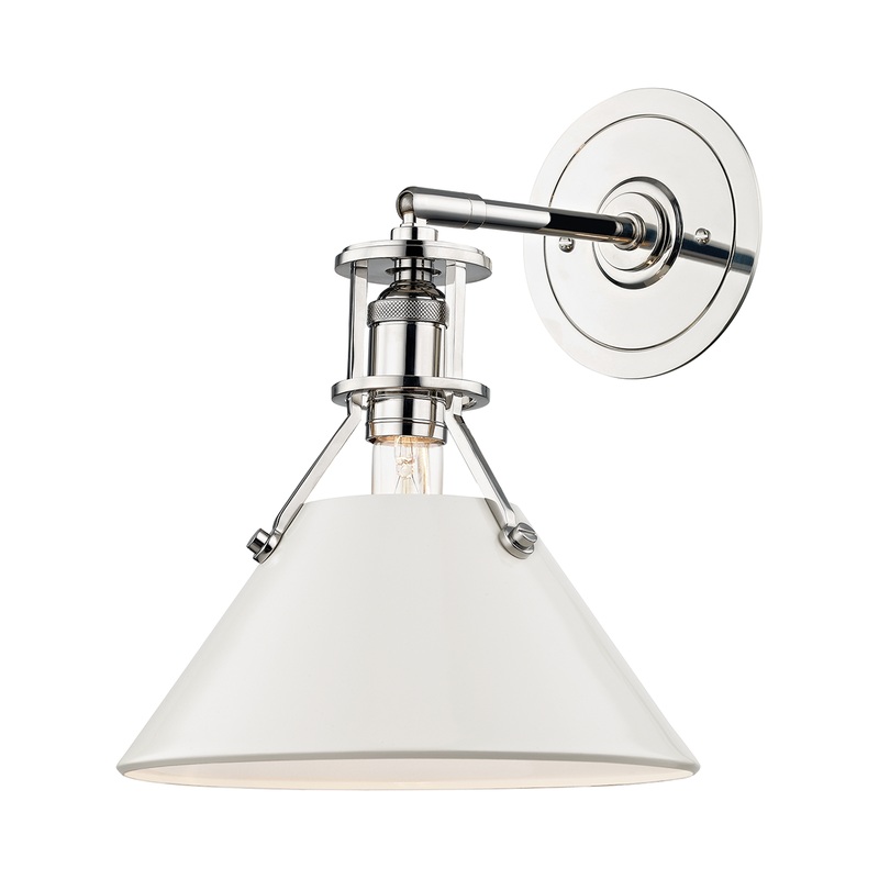 Painted No.2 1-Light Wall Sconce Polished Nickel/Off White