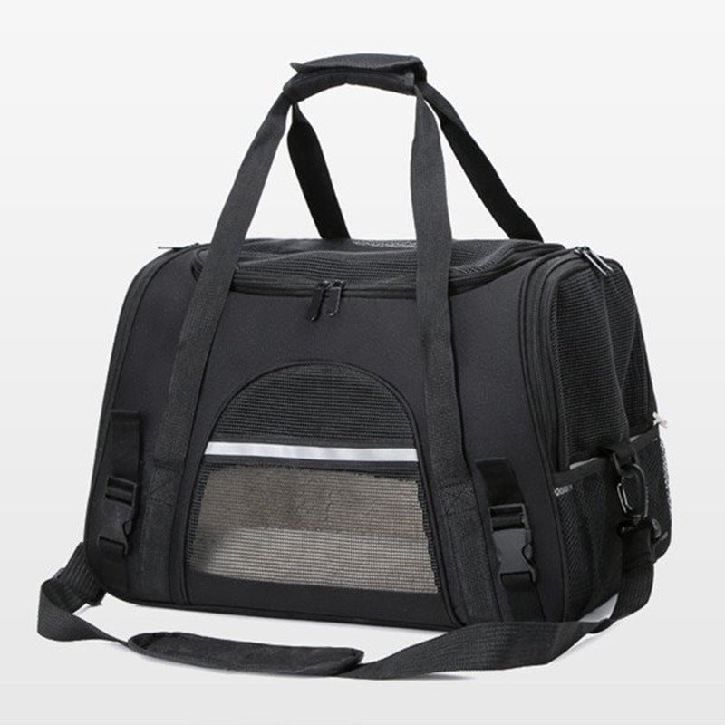 Portable Pet Bag for Small Dogs and Cats – Black Travel Tote with Pet Mat (44x25x28cm)