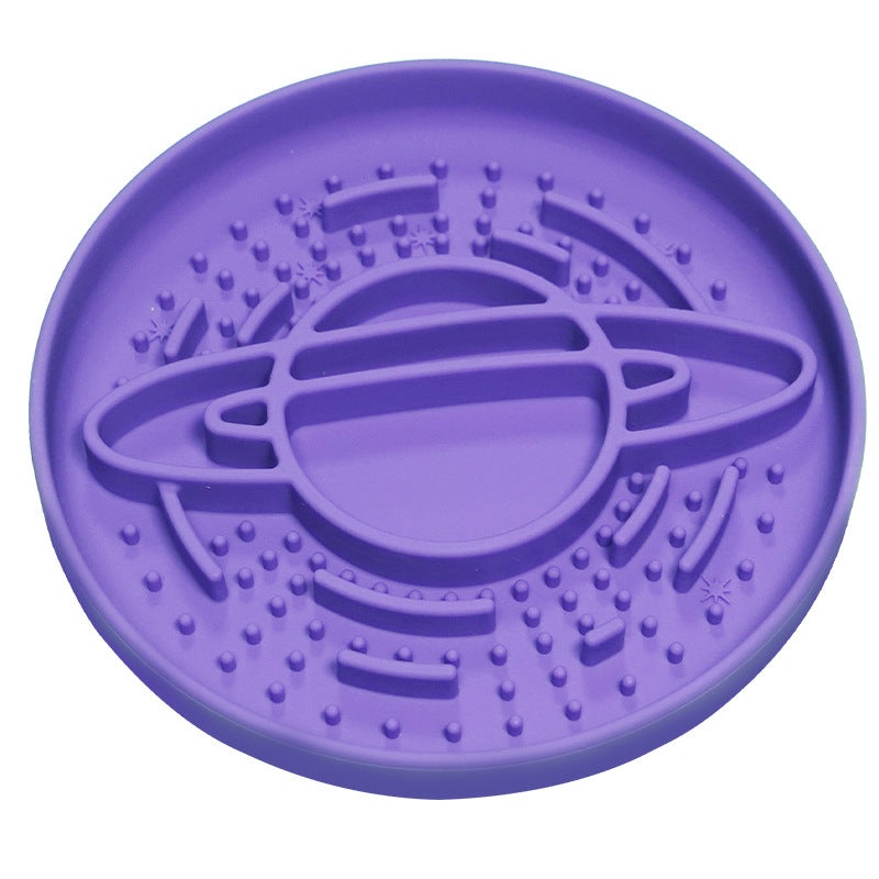 Purple Silicone Planet Slow Feeder Dog Bowl – 2-in-1 Anti-Choke Lick Mat for Healthy Eating & Fun