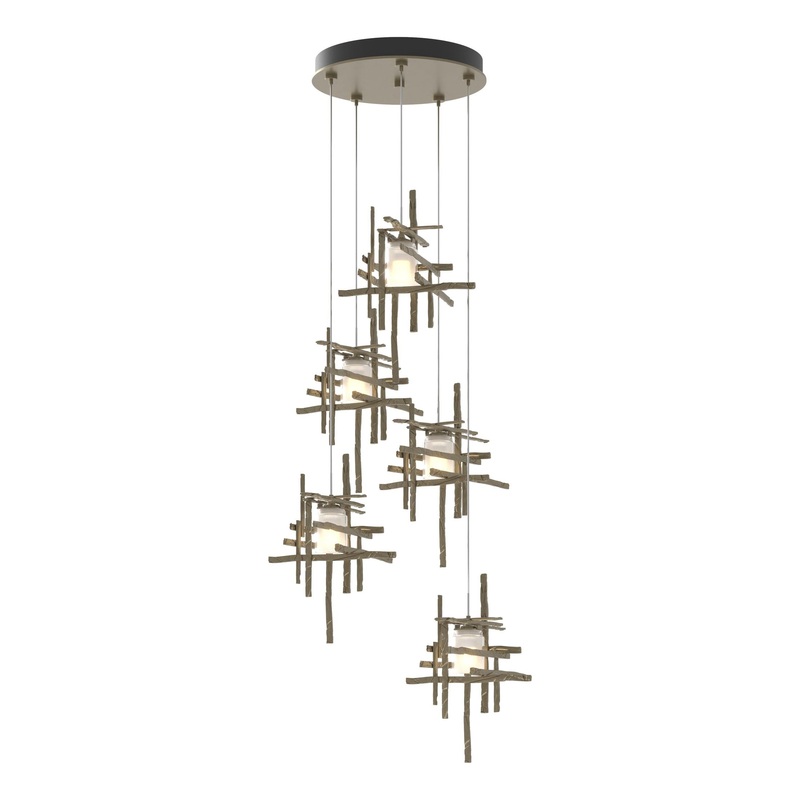 Tura 5-Light Frosted Glass Pendant Soft Gold