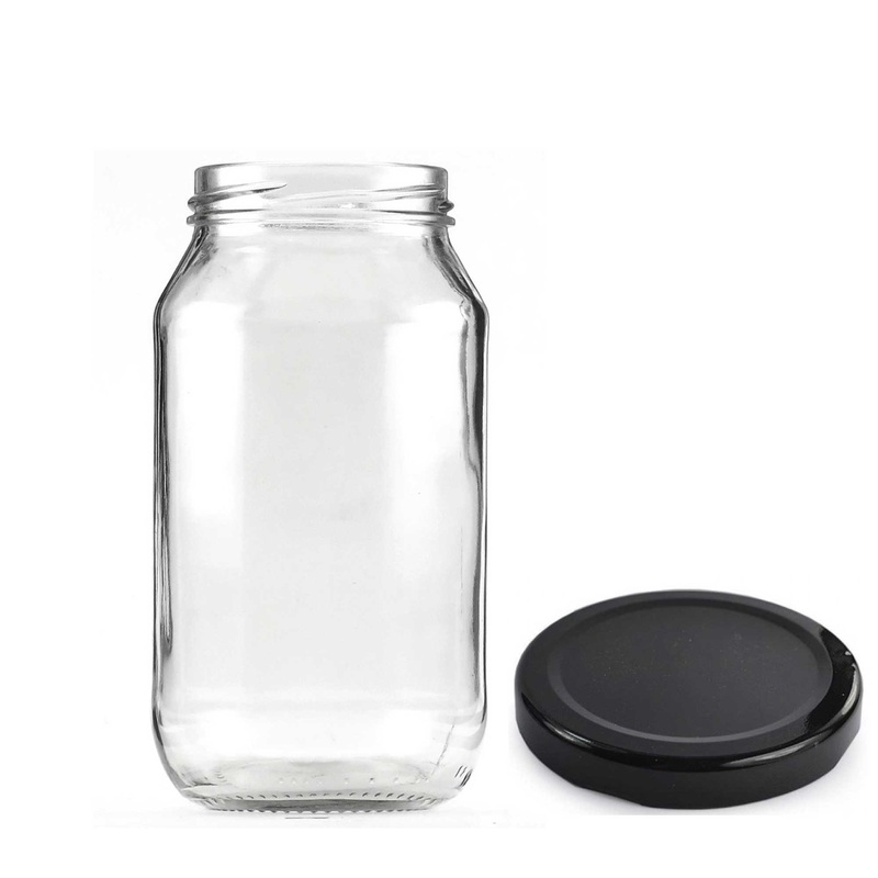 12x 500ml Flint Glass Jars + Twist Lids – Round Food Storage Preserving Jar