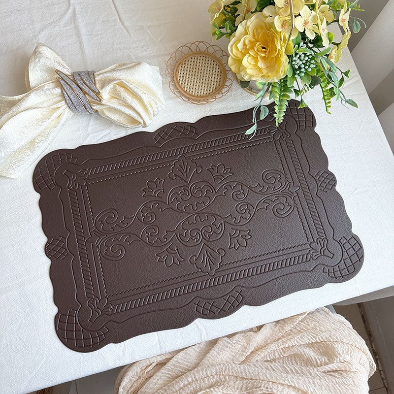 4 pcs Decorative Faux Leather Placemats – Unique Shape, Beautiful Packaging (Coffee)