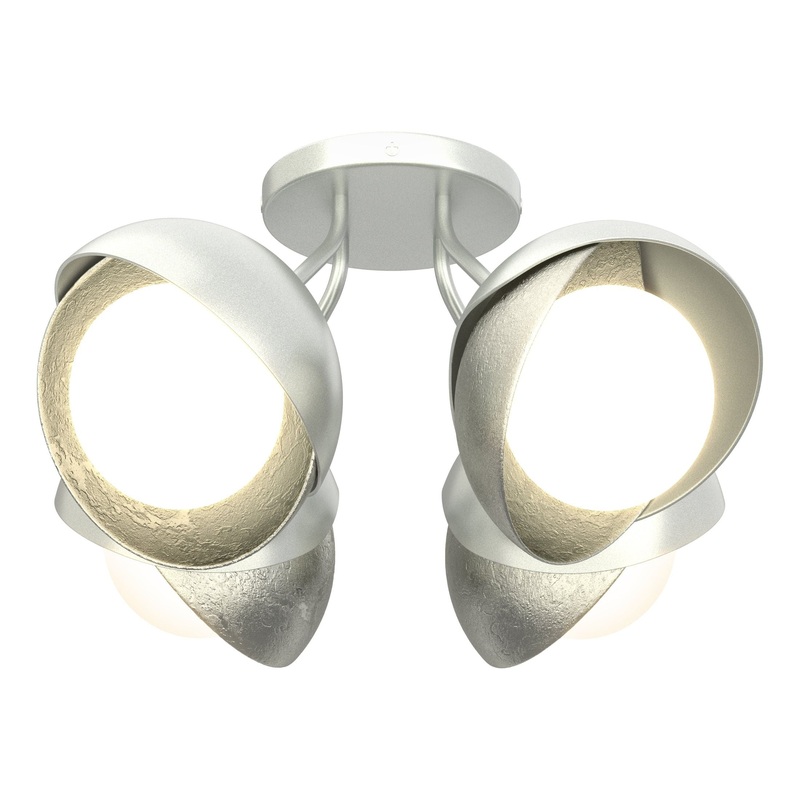 Brooklyn 4-Light Double Shade Semi-Flush Vintage Platinum Sterling