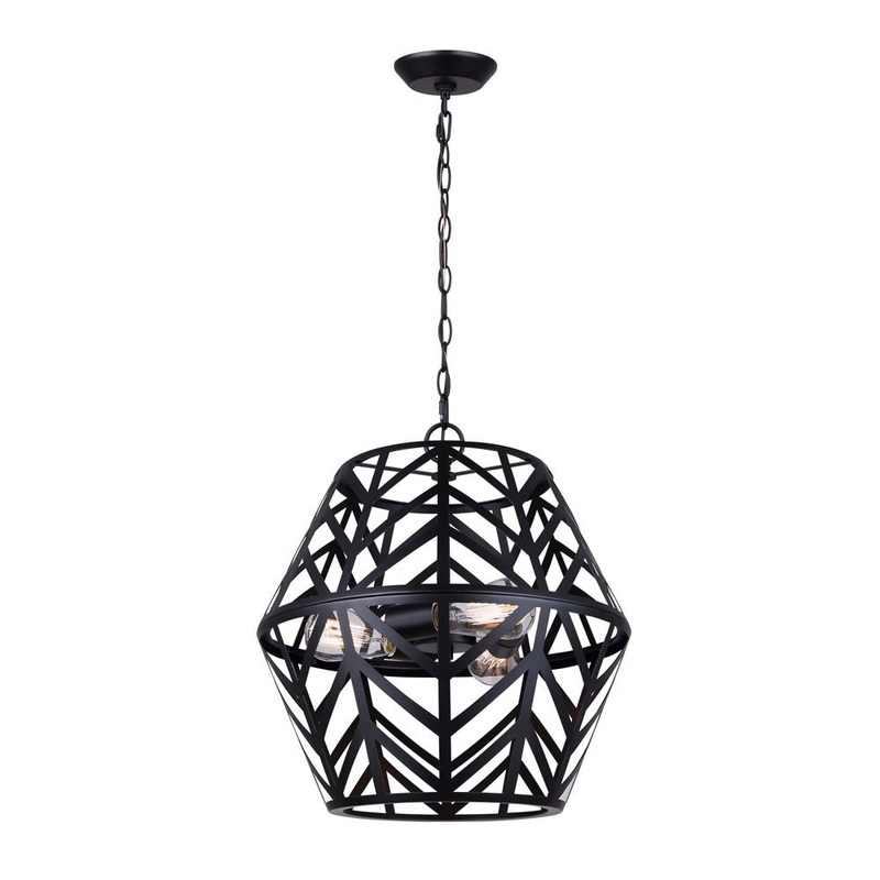 Canarm ICH635B03BK17 Maud Three Light Chandelier Matte Black