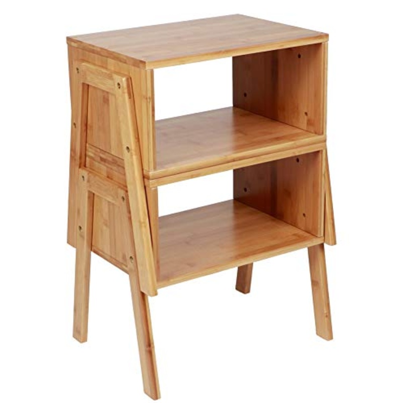 Comodino 2pcs Tavolo da Comodino in bamb Impilabile Stand Notturno Armadio per La Decorazione della Camera da Letto