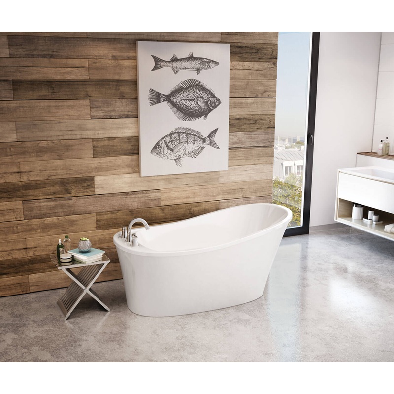MAAX 106266-000-001-100 Ariosa 6032 Acrylic Freestanding End Drain Bathtub in White with White Skirt