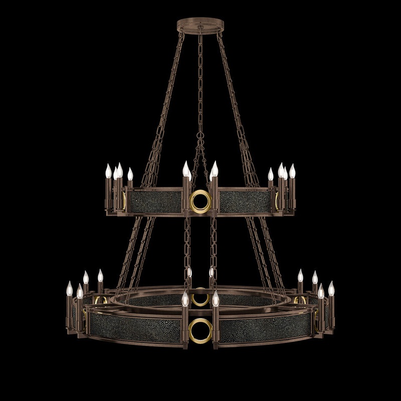 Mirage 50″W Round Chandelier Bronze/Brass/Black Knight