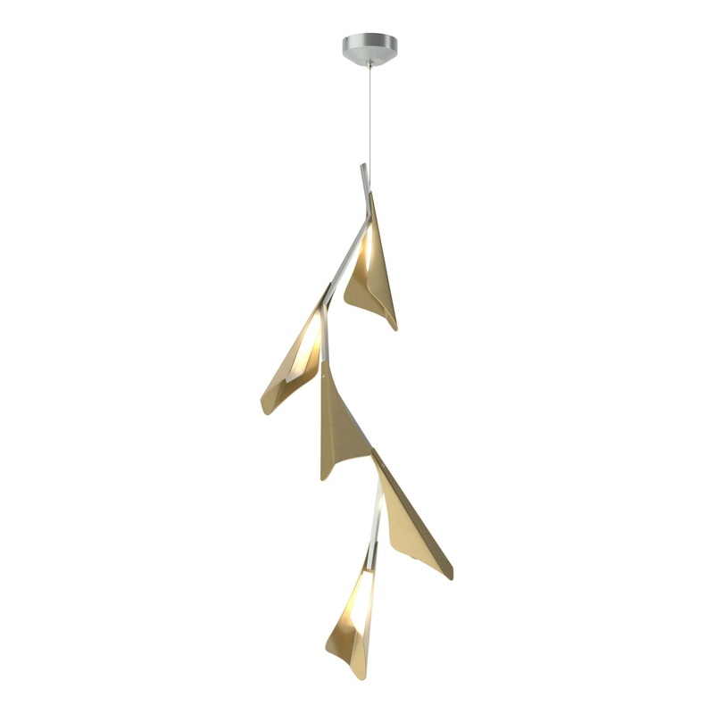 Plume 5-Light LED Pendant Vintage Platinum Modern Brass