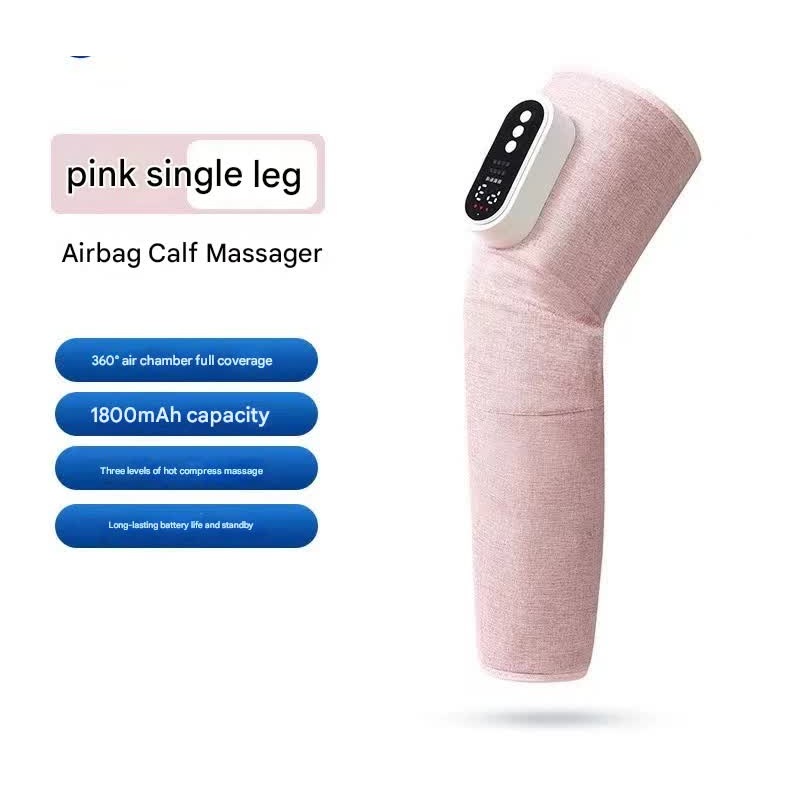 Rechargeable Air Compression Leg Massager with Heat Therapy for Knee & Calf Relief(pink-Single)