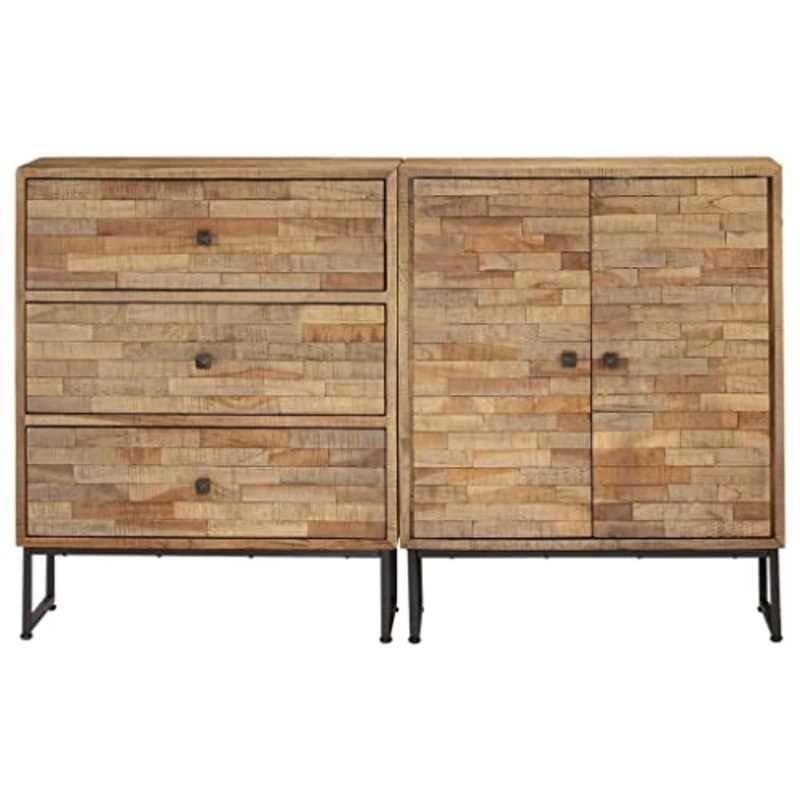 vidaXL 2x Credenza in Legno di Teak Recuperato Buffet Mobiletto Madia Armadio
