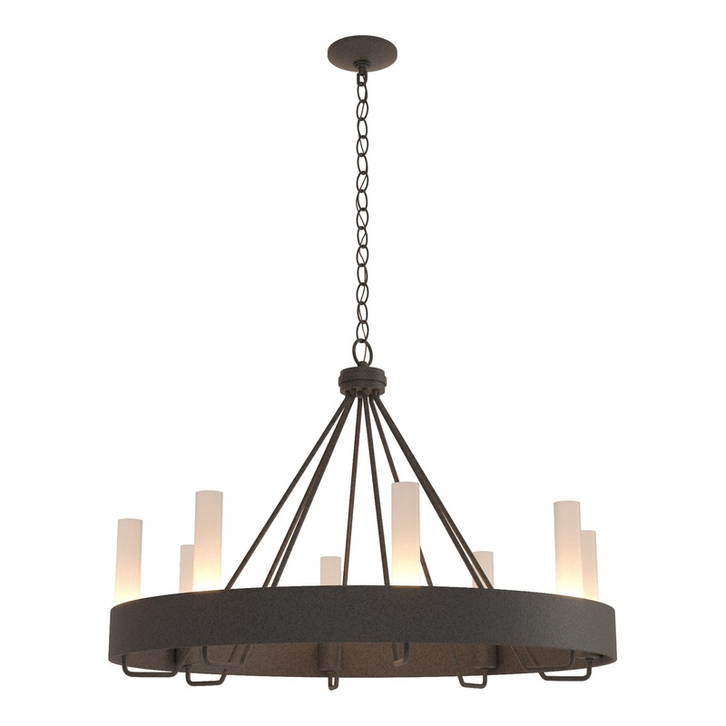 Banded Ring Chandelier Natural Iron Frosted Glass