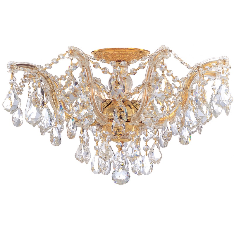 Crystorama 4437-GD-CL-S Maria Theresa Five Light Semi Flush Mount Gold