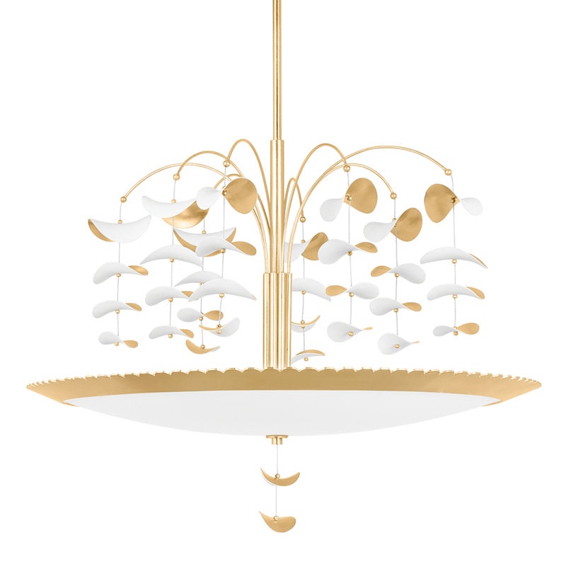 Eight Light Chandelier from the Paavo Collection in Gold Leaf/Soft White Combo Finish by Hudson Valley