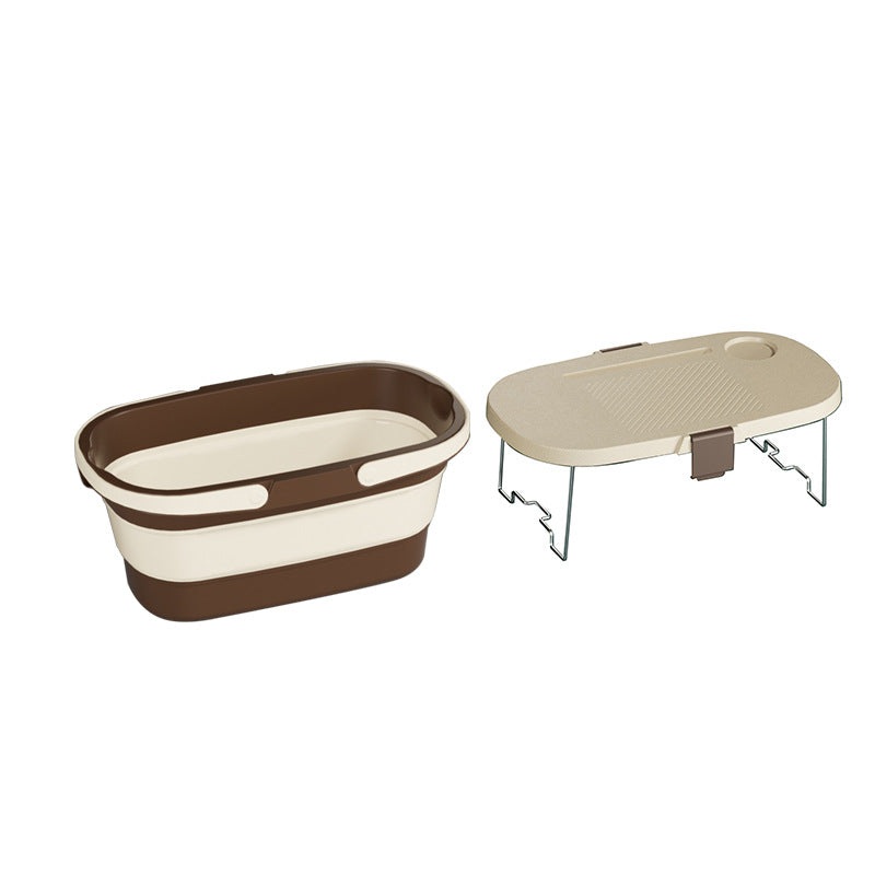 Foldable Picnic Basket with Tray – 16.5L Capacity, White Coffee, Perfect for Camping and Outdoor Gatherings