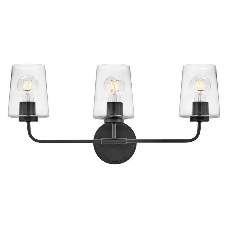 Kline Medium Three Light Vanity Black with Clear