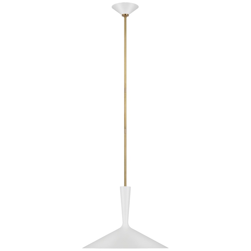 LED Pendant from the Rosetta Collection in Matte White And Hand-Rubbed Antique Brass Finish by Visual Comfort Signature