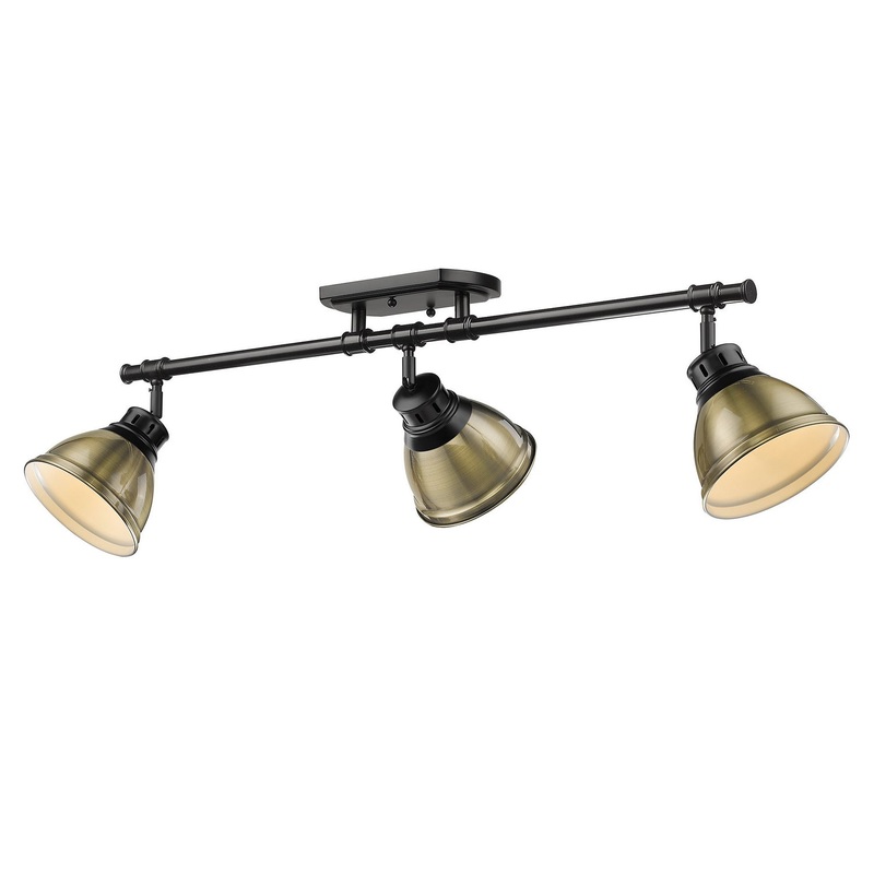 Three Light Semi-Flush Mount from the Duncan Collection in Matte Black Finish by Golden