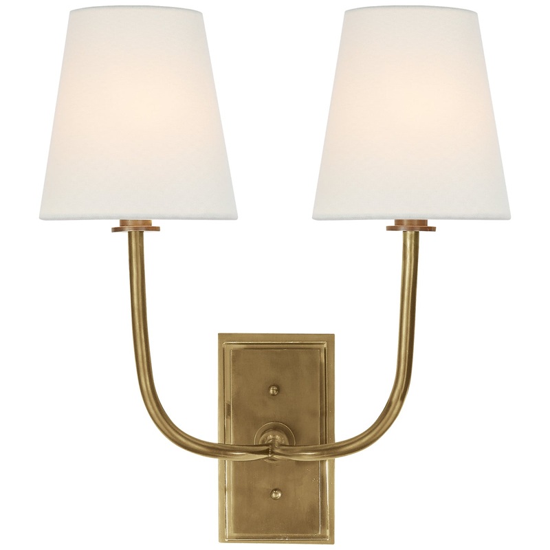 Two Light Wall Sconce from the Hulton Collection in Hand-Rubbed Antique Brass Finish by Visual Comfort Signature