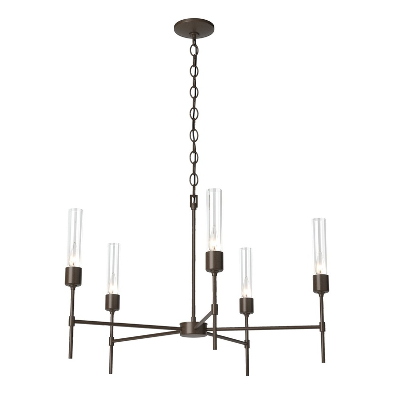 Vela 5-Arm Chandelier Bronze Clear Glass (ZM)