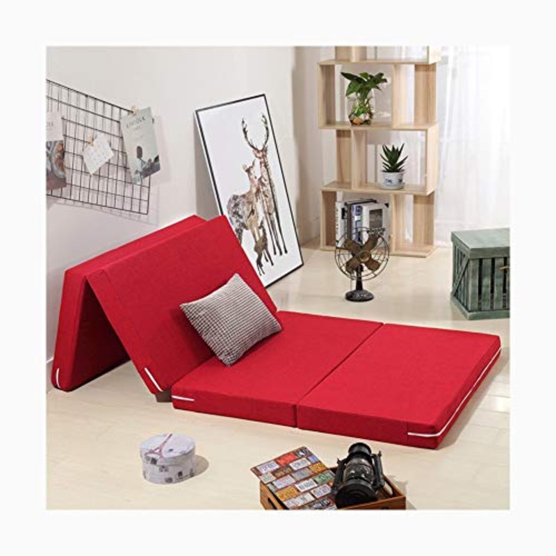 YANGLY 10 Centimetri di Spessore Multifunzionale Materasso Pieghevole Fold 4 Materasso for Pausa Pranzo Mats, Mats Gioco, Tatami, Letti A Castello (Color : Red, Size : 71x79inch)