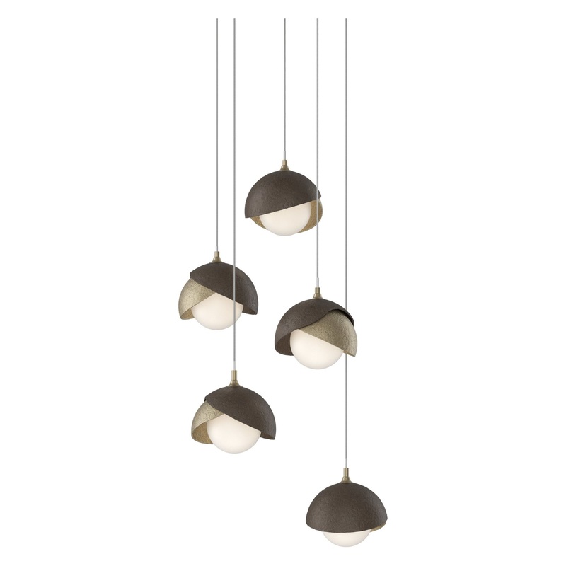 Brooklyn 5-Light Double Shade Pendant Soft Gold Bronze