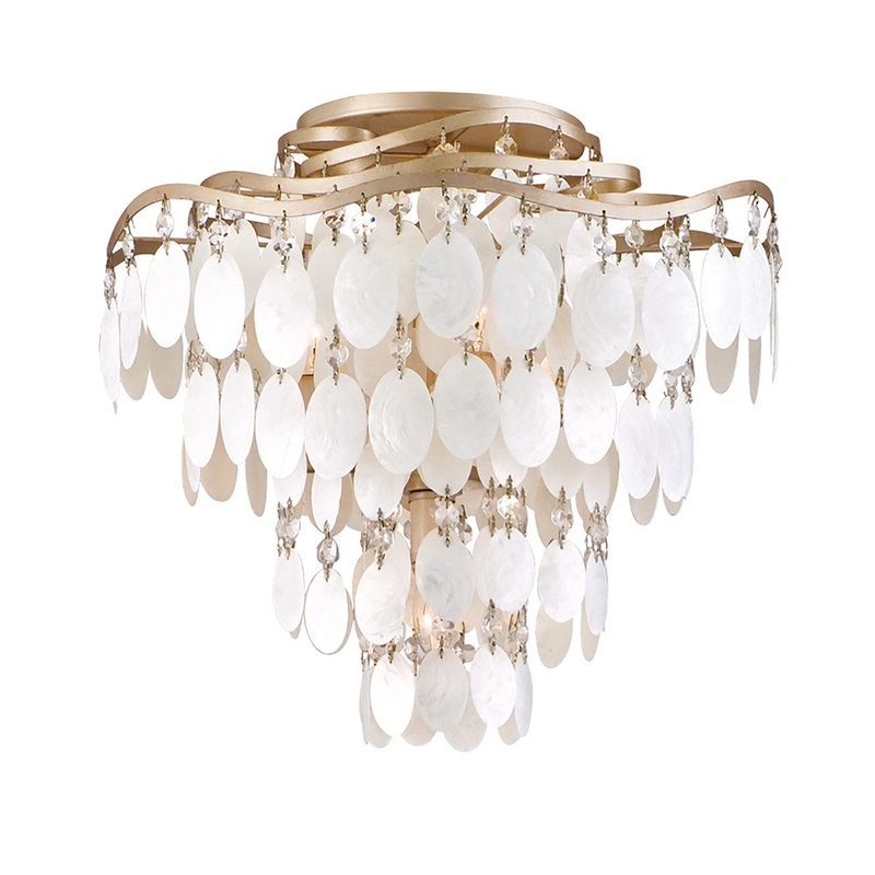 Corbett Lighting 109-34-CPL Dolce Four Light Semi Flush Mount Champagne Leaf