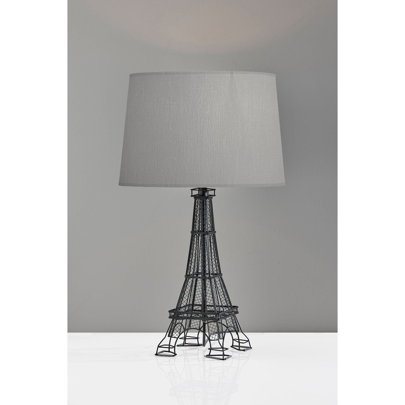 Eiffel Tower Table Lamp Black with Grey Shade
